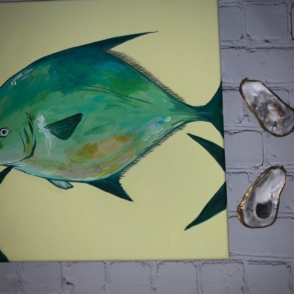 Butterfish Acrylic Painting on 12 x 12 Canvas - Picture 4 of 5